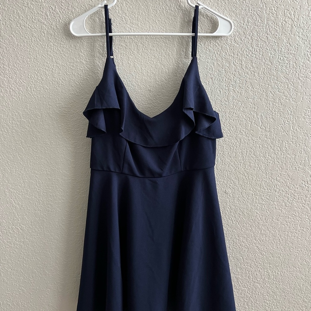 Trixxi Navy Blue Strapless Ruffle Dress- Size Large